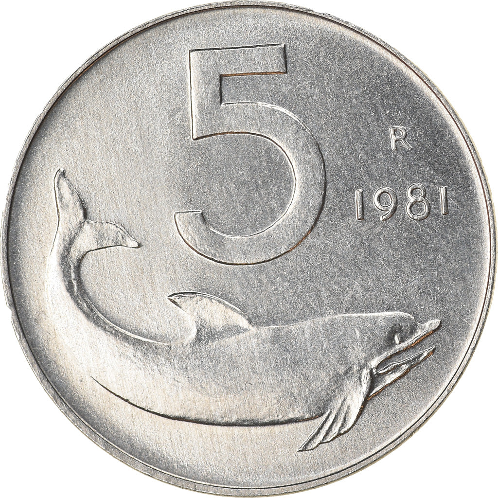Moeda, Itália, 5 Lire, 1981, Rome, AU(50-53), Alumínio, KM:92