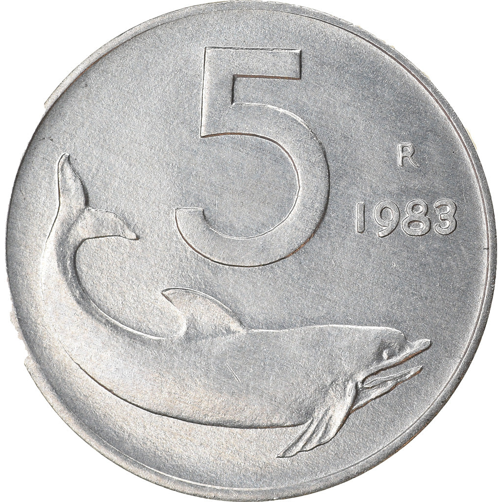Munten, Italië, 5 Lire, 1983, Rome, ZF, Aluminium, KM:92