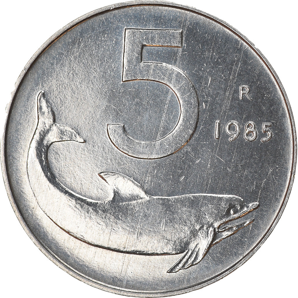 Moneta, Włochy, 5 Lire, 1985, Rome, EF(40-45), Aluminium, KM:92