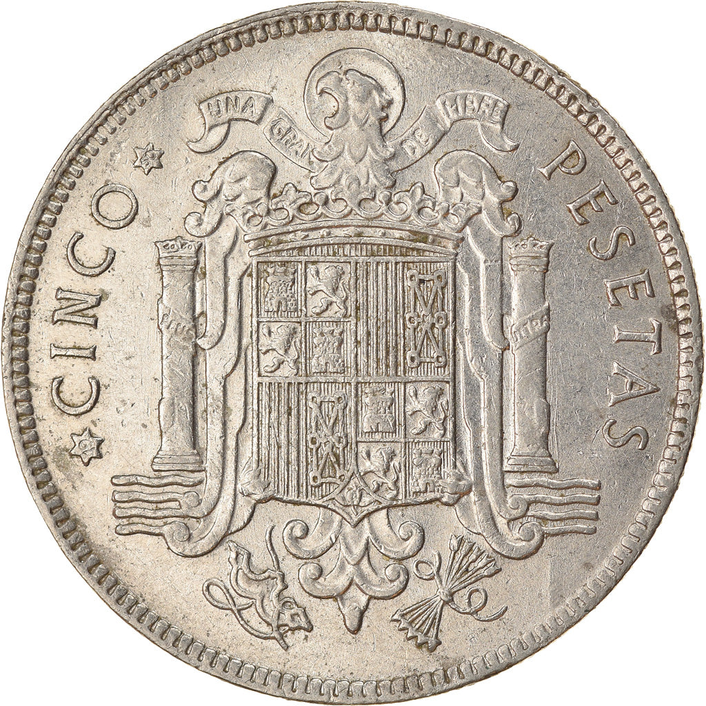 Coin, Spain, Caudillo and regent, 5 Pesetas, 1950, EF(40-45), Nickel, KM:778