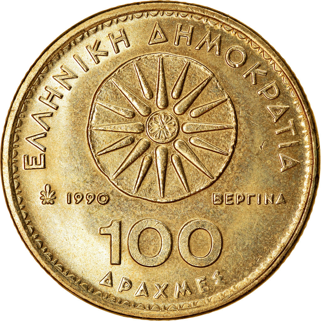 Coin, Greece, 100 Drachmes, 1990, Athens, AU(50-53), Aluminum-Bronze, KM:159