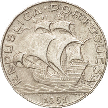Portugal, 2-1/2 Escudos, 1951, AU(55-58), Silver, KM:580