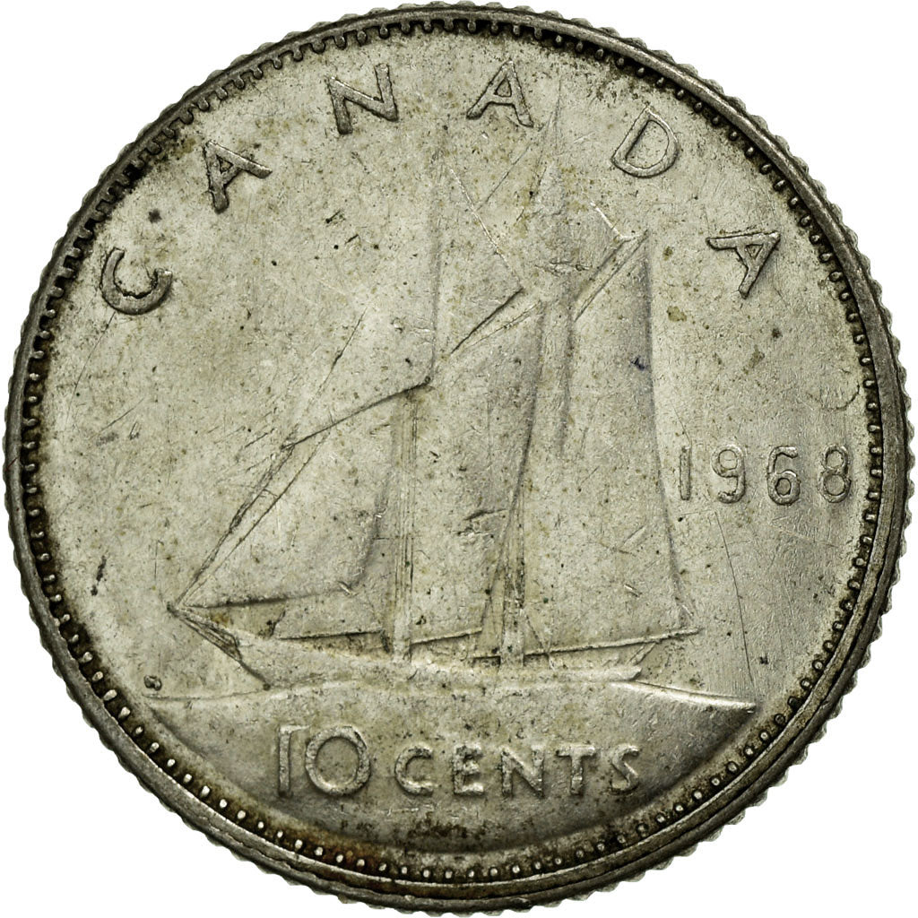 Coin, Canada, Elizabeth II, 10 Cents, 1968, Royal Canadian Mint, Ottawa