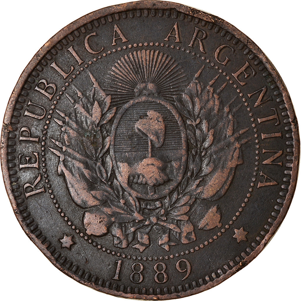 Coin, Argentina, 2 Centavos, 1889, VF(30-35), Bronze, KM:33
