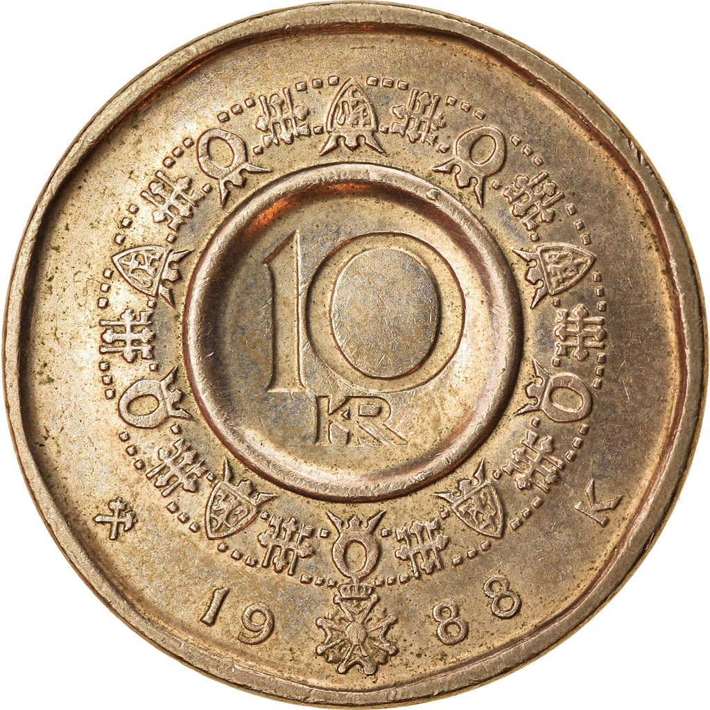 Monnaie, Norvège, Olav V, 10 Kroner, 1988, SUP, Nickel-brass, KM:427