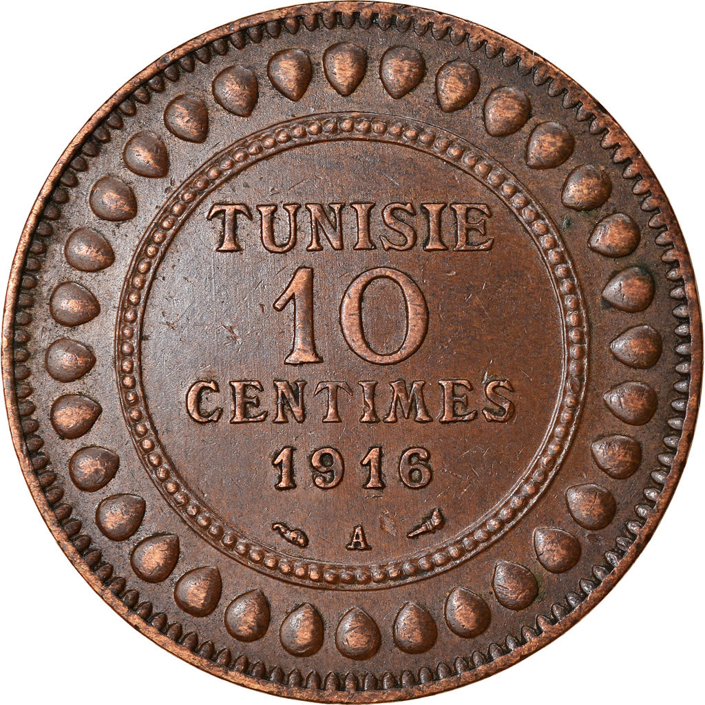 Coin, Tunisia, Muhammad al-Nasir Bey, 10 Centimes, 1916, Paris, EF(40-45)