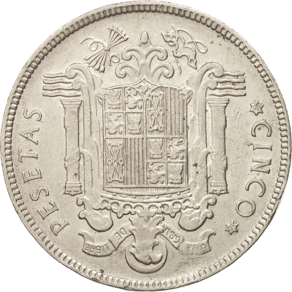 Spain, Caudillo and regent, 5 Pesetas, 1949, AU(50-53), Nickel, KM:778