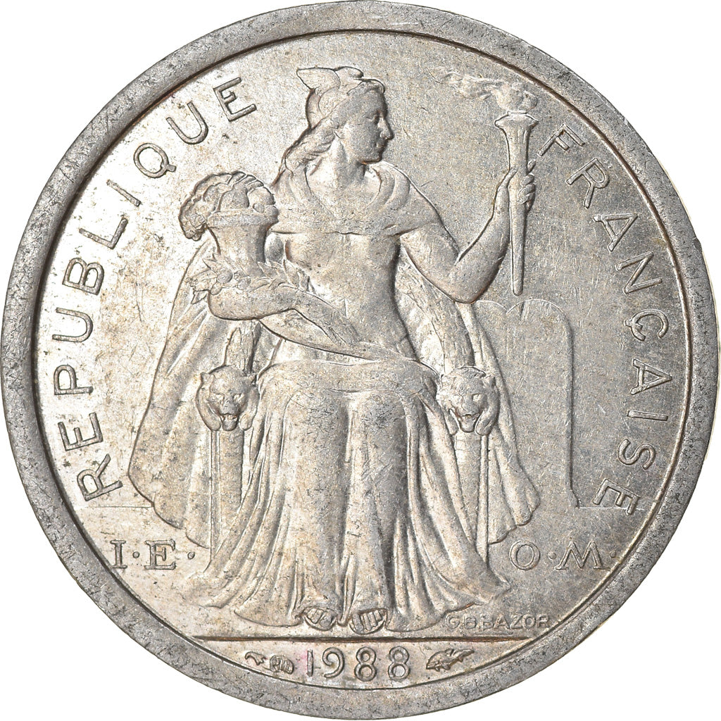 Coin, New Caledonia, Franc, 1988, Paris, EF(40-45), Aluminum, KM:10
