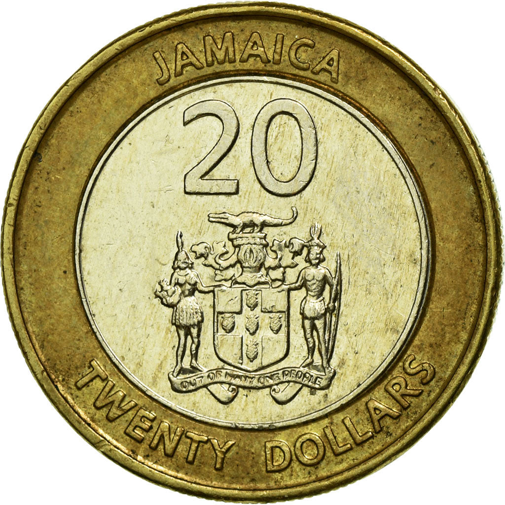 Coin, Jamaica, Elizabeth II, 20 Dollars, 2001, EF(40-45), Bi-Metallic, KM:182