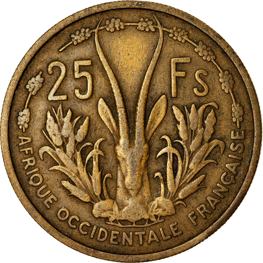 Moneta, Africa occidentale francese, 25 Francs, 1956, MB+, Alluminio-bronzo