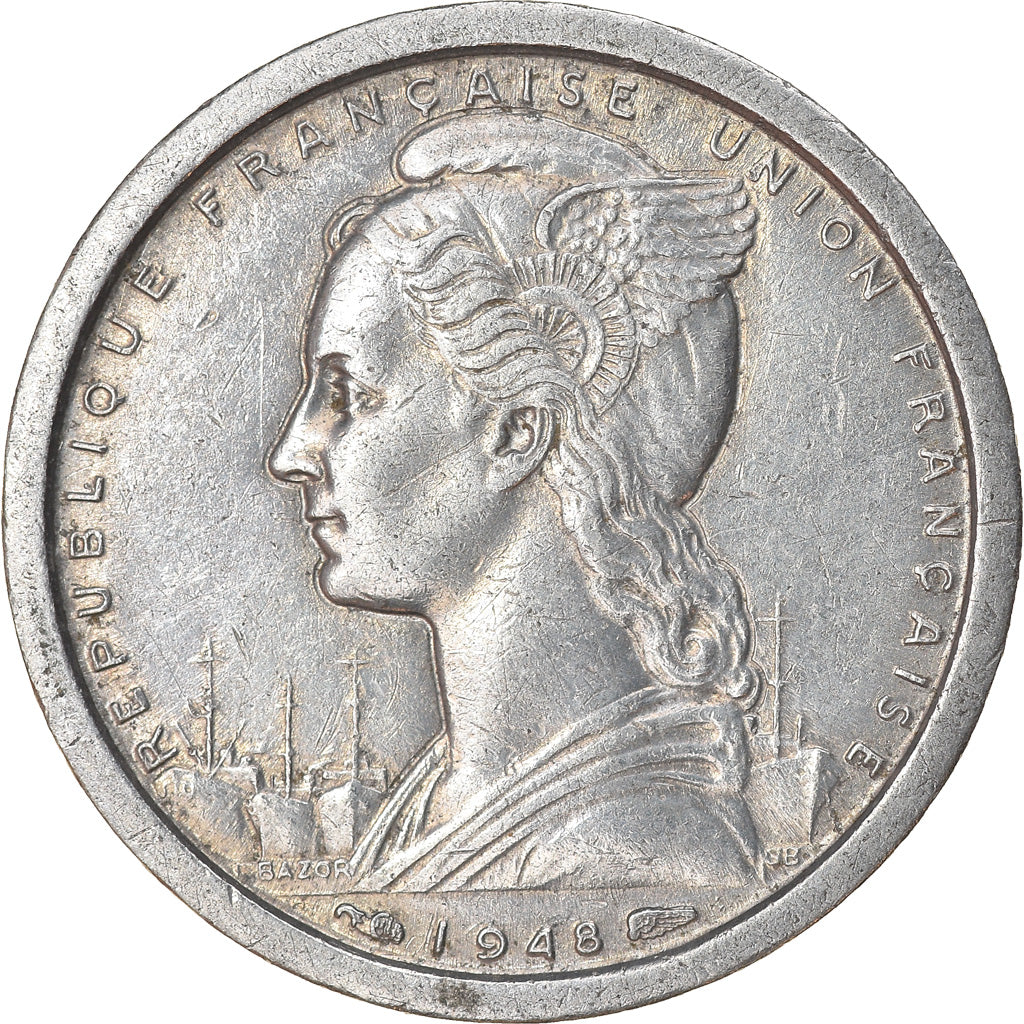 Coin, French West Africa, Franc, 1948, EF(40-45), Aluminum, KM:3, Lecompte:11