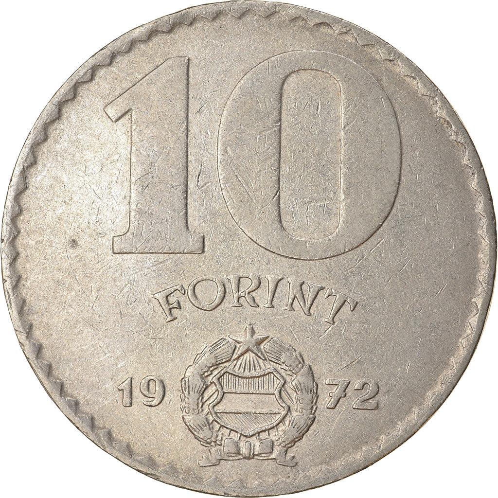 Moneta, Węgry, 10 Forint, 1972, Budapest, VF(30-35), Nikiel, KM:595