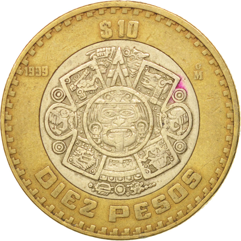 Mexico, 10 Pesos, 1999, Mexico City, EF(40-45), Bi-Metallic, KM:616