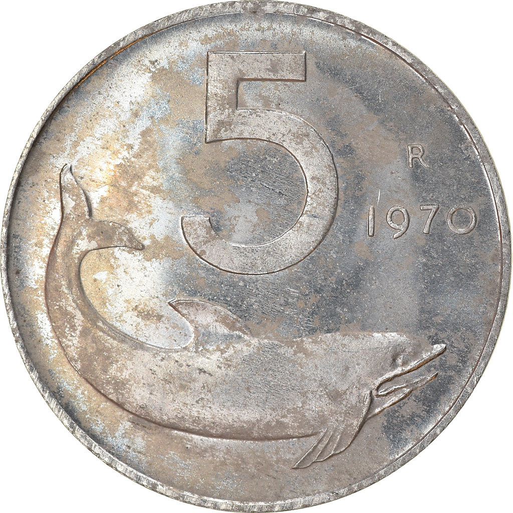 Moeda, Itália, 5 Lire, 1970, Rome, VF(20-25), Alumínio, KM:92