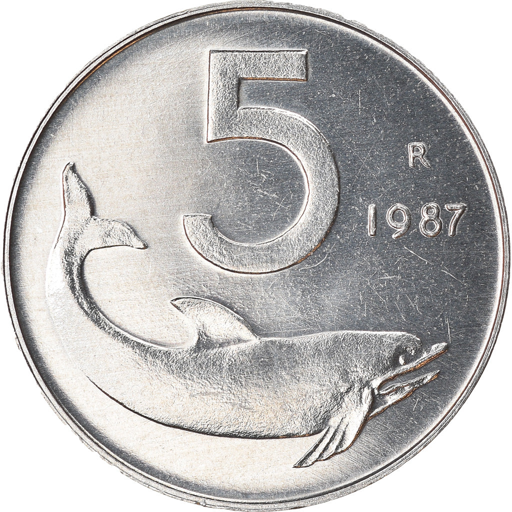 Munten, Italië, 5 Lire, 1987, Rome, PR, Aluminium, KM:92