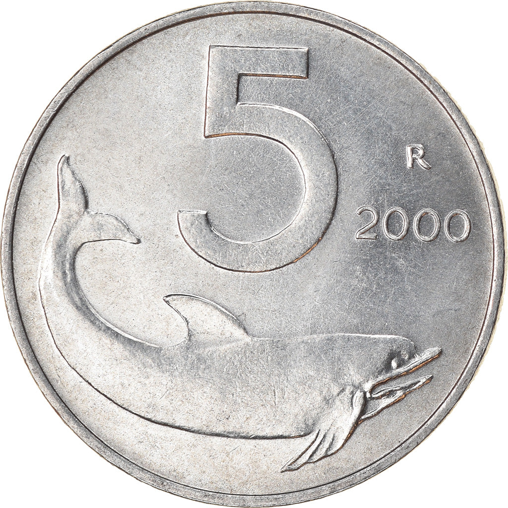 Coin, Italy, 5 Lire, 2000, Rome, EF(40-45), Aluminum, KM:92