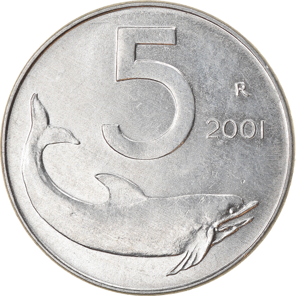 Coin, Italy, 5 Lire, 2001, Rome, EF(40-45), Aluminum, KM:92