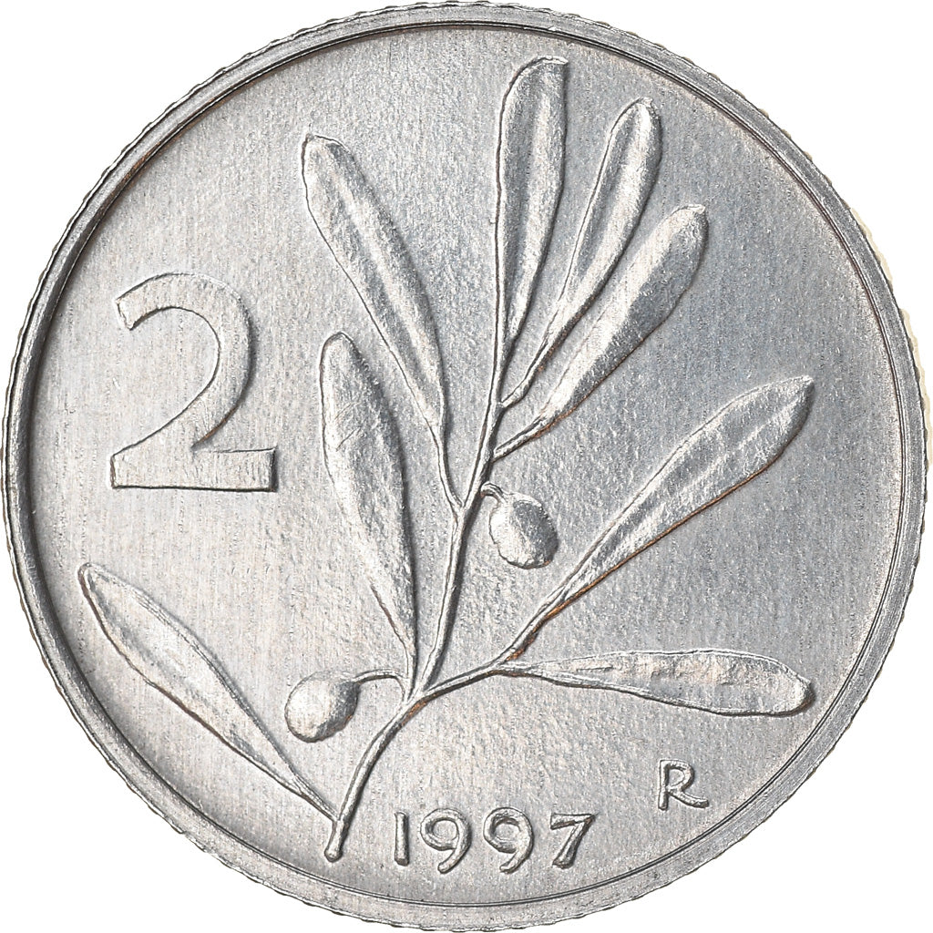 Coin, Italy, 2 Lire, 1997, Rome, EF(40-45), Aluminum, KM:94