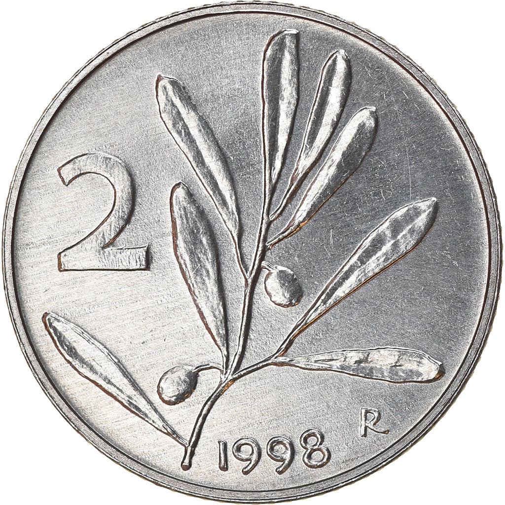 Coin, Italy, 2 Lire, 1998, Rome, AU(55-58), Aluminum, KM:94