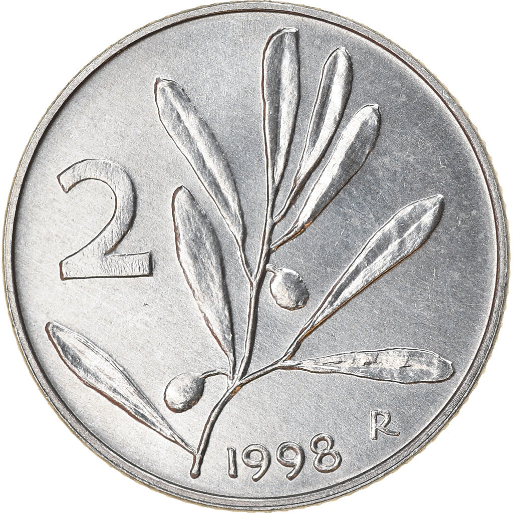 Coin, Italy, 2 Lire, 1998, Rome, AU(50-53), Aluminum, KM:94