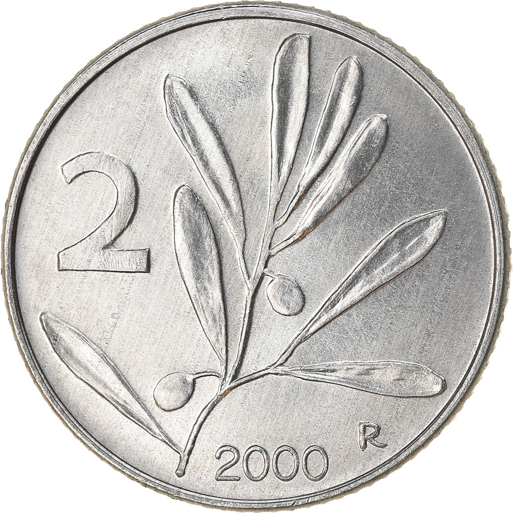 Coin, Italy, 2 Lire, 2000, Rome, EF(40-45), Aluminum, KM:94