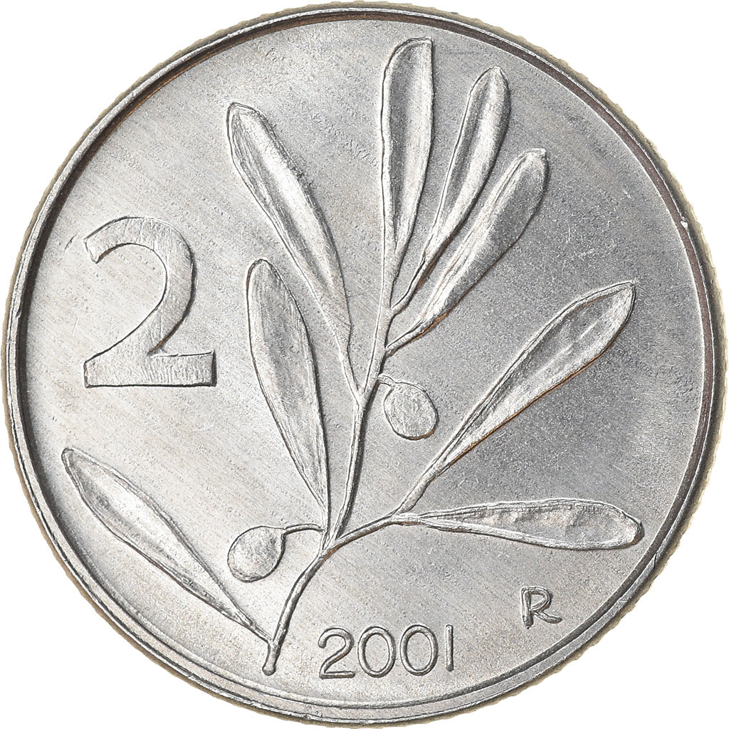 Coin, Italy, 2 Lire, 2001, Rome, AU(50-53), Aluminum, KM:94