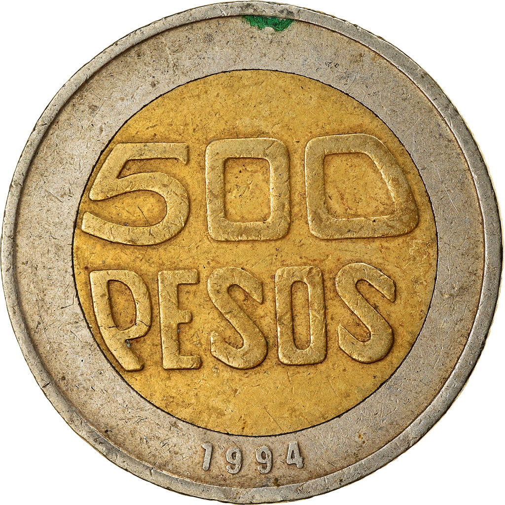 Moneda, Colombia, 500 Pesos, 1994, MBC, Bimetálico, KM:286