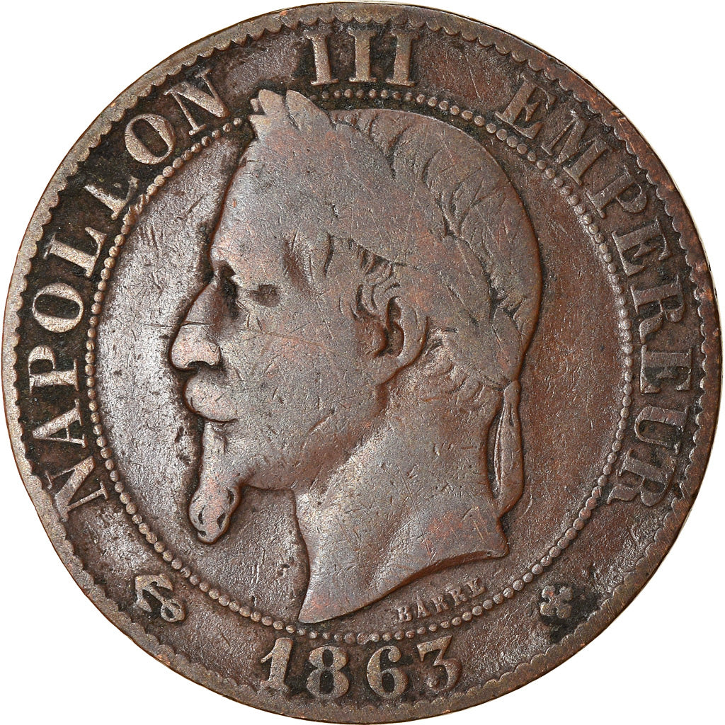 Moneta, Francia, Napoleon III, Napoléon III, 5 Centimes, 1863, Strasbourg, MB+