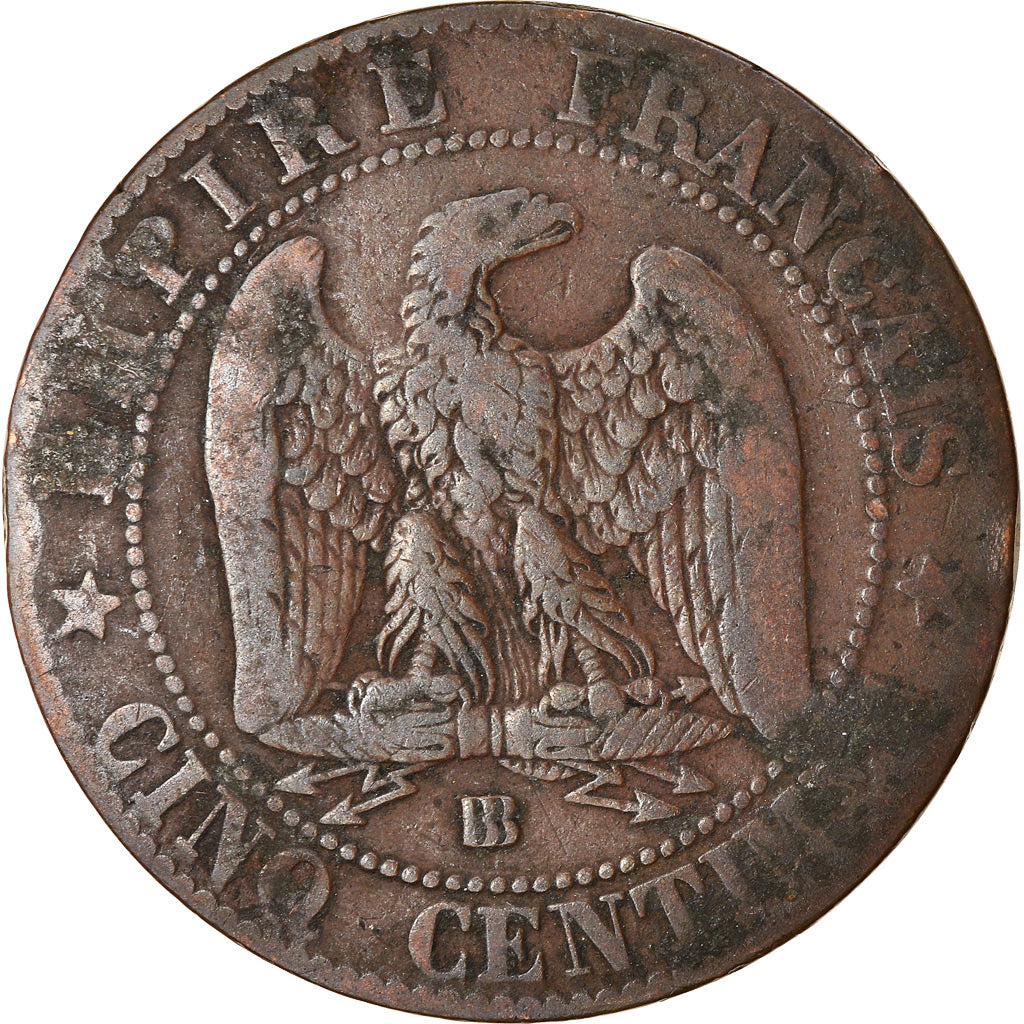 Moneta, Francia, Napoleon III, Napoléon III, 5 Centimes, 1863, Strasbourg, MB+