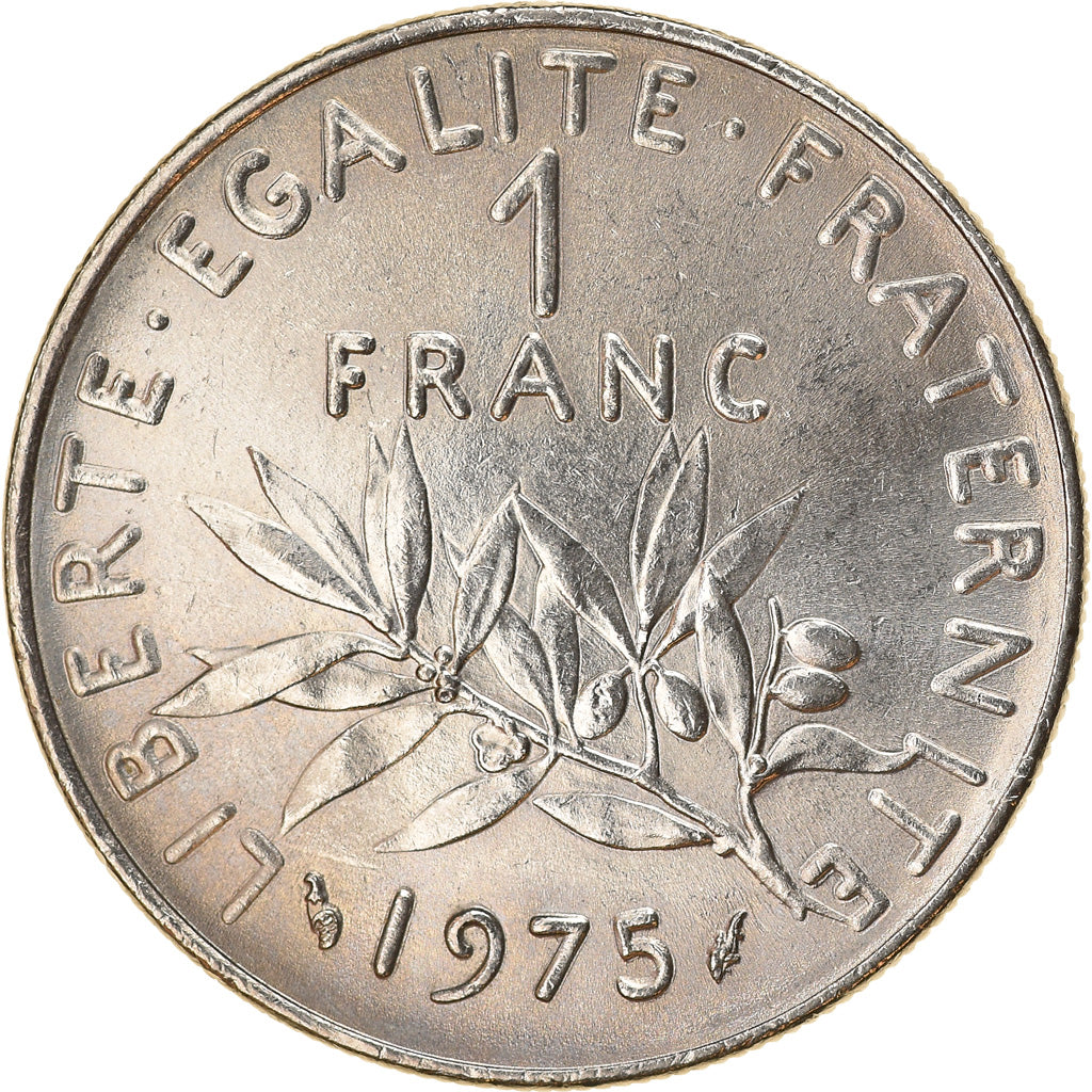 Moneta, Francia, Semeuse, Franc, 1975, Paris, BB+, Nichel, KM:925.1