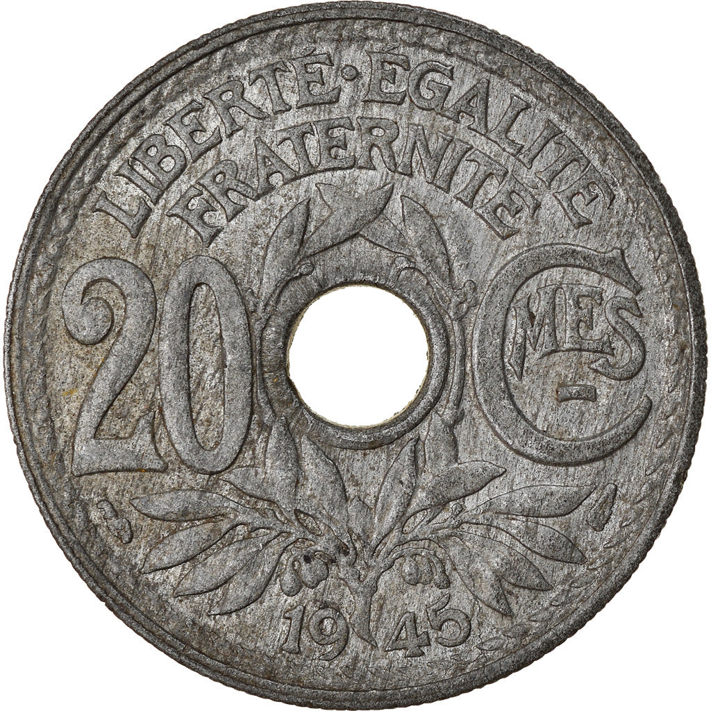 Coin, France, Lindauer, 20 Centimes, 1945, Paris, EF(40-45), Zinc, KM:907.1
