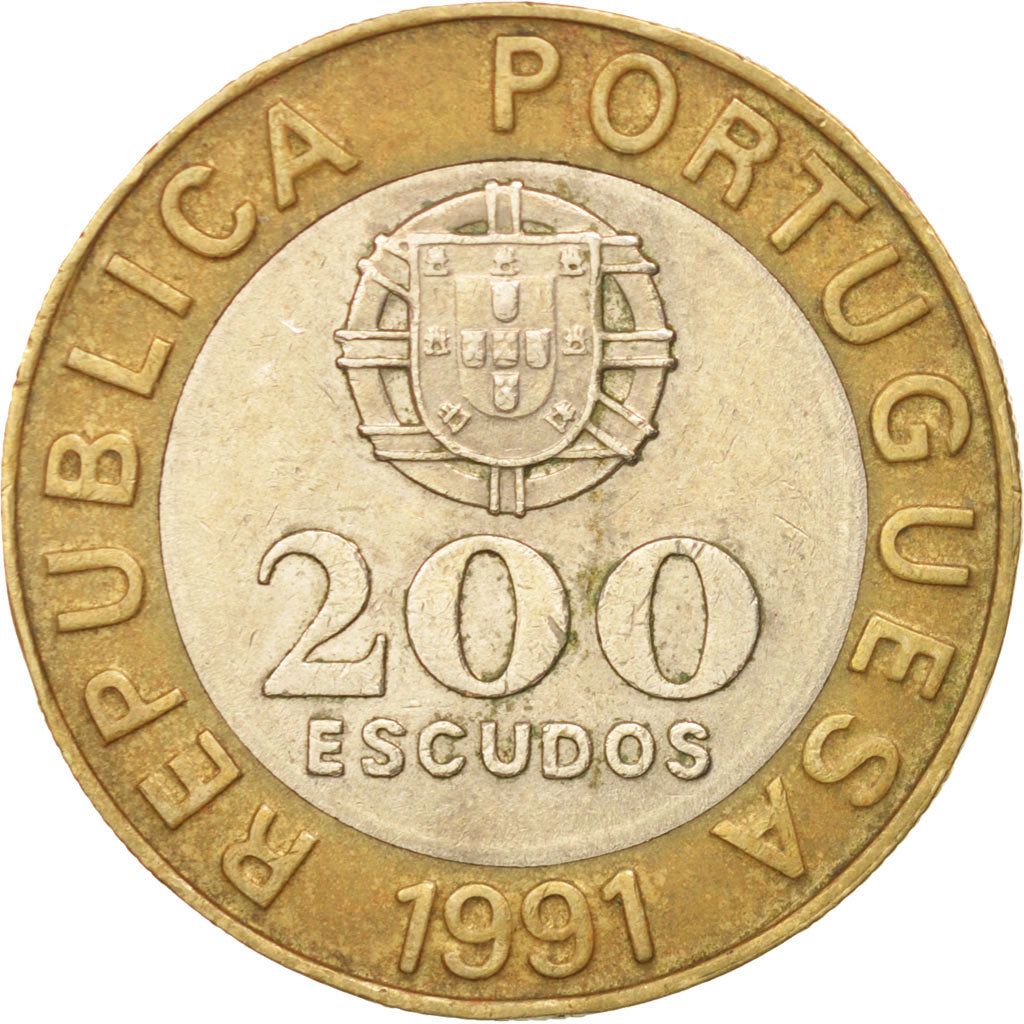 Coin, Portugal, 200 Escudos, 1991, EF(40-45), Bi-Metallic, KM:655