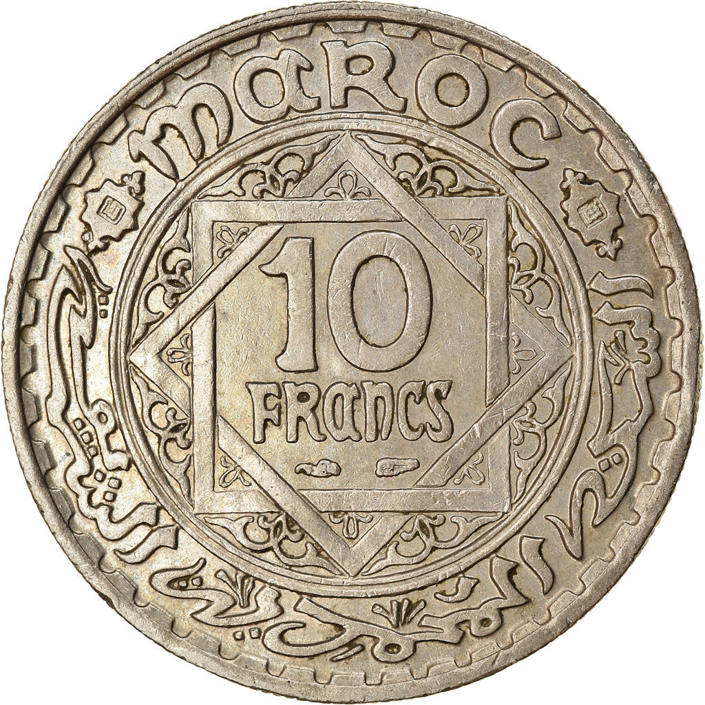 Coin, Morocco, Mohammed V, 10 Francs, 1366, Paris, EF(40-45), Copper-nickel