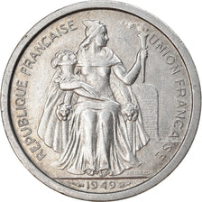 Coin, FRENCH OCEANIA, 2 Francs, 1949, EF(40-45), Aluminum, KM:3