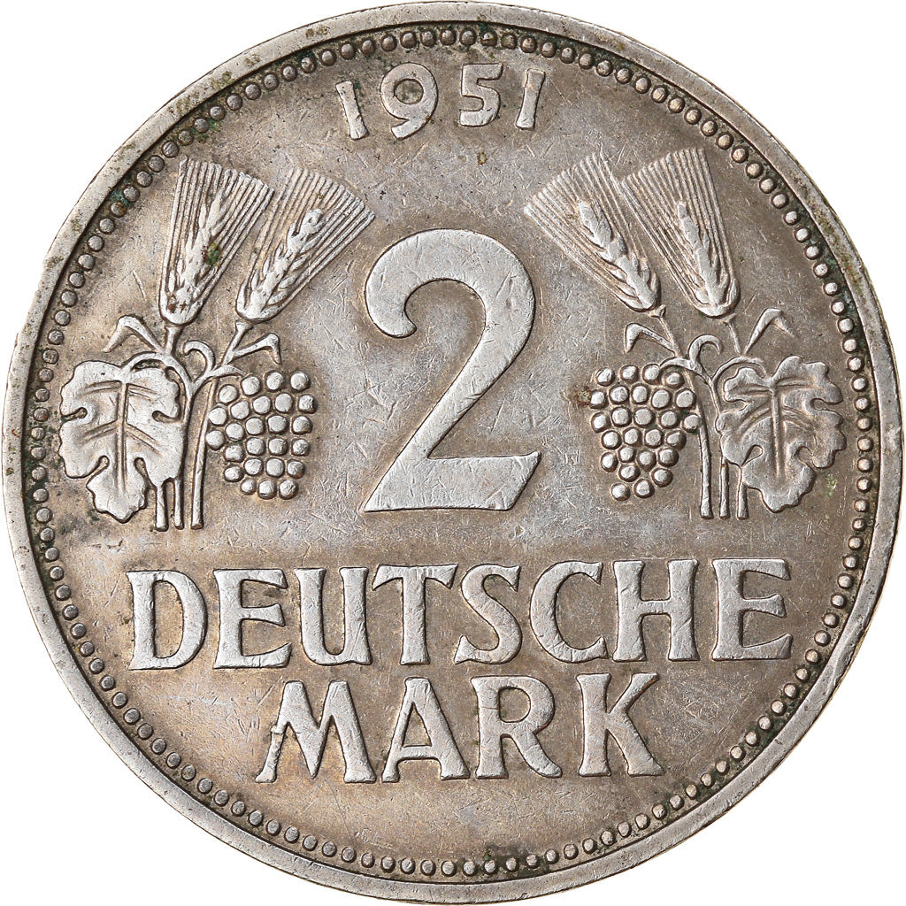 Coin, GERMANY - FEDERAL REPUBLIC, 2 Mark, 1951, Munich, EF(40-45)