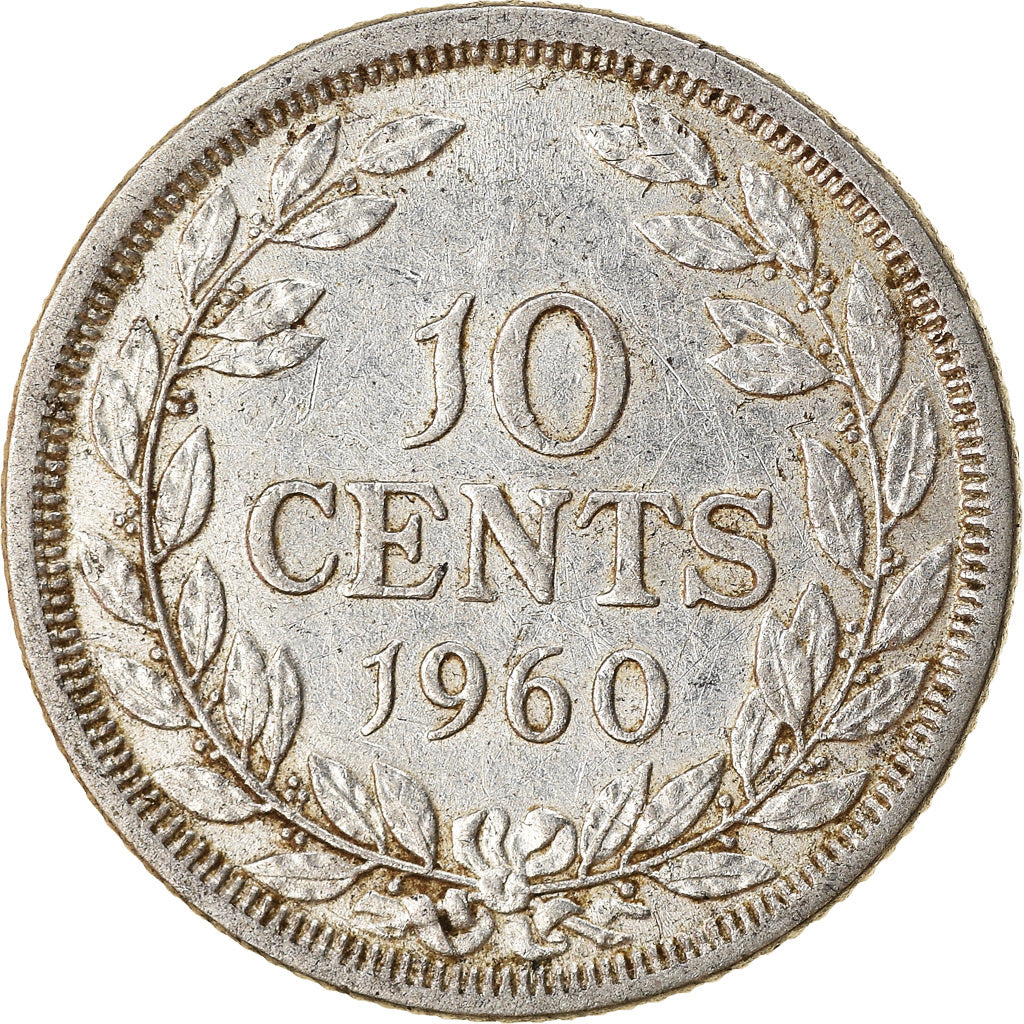 Coin, Liberia, 10 Cents, 1960, EF(40-45), Silver, KM:15