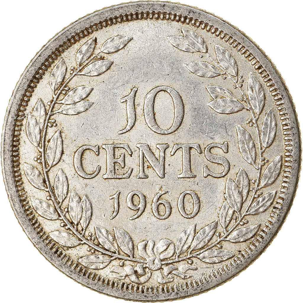 Coin, Liberia, 10 Cents, 1960, VF(30-35), Silver, KM:15
