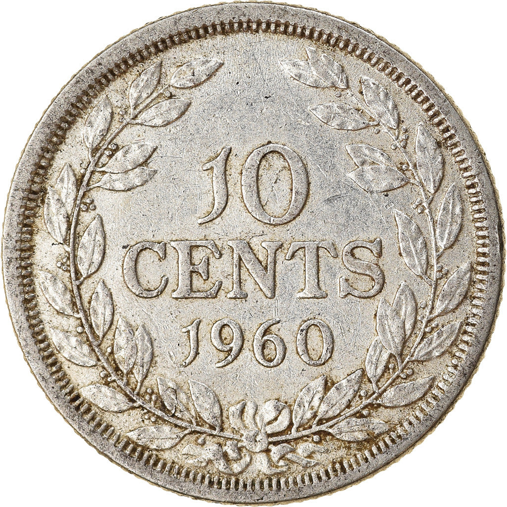 Coin, Liberia, 10 Cents, 1960, VF(30-35), Silver, KM:15