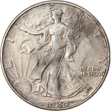 Coin, United States, Walking Liberty Half Dollar, Half Dollar, 1940, U.S. Mint