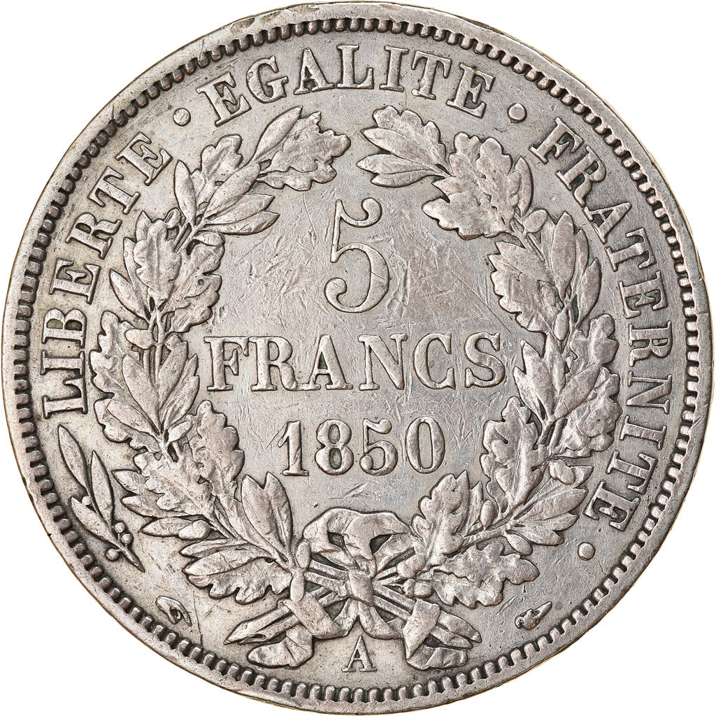 Coin, France, Cérès, 5 Francs, 1850, Paris, EF(40-45), Silver, KM:761.1