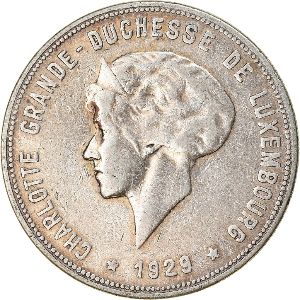 Coin, Luxembourg, Charlotte, 10 Francs, 1929, EF(40-45), Silver, KM:39