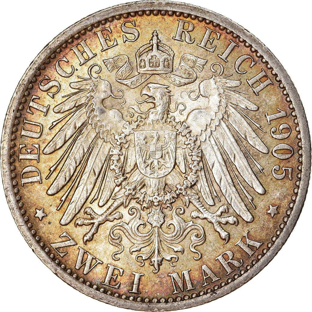 Coin, German States, PRUSSIA, Wilhelm II, 2 Mark, 1905, Berlin, EF(40-45)