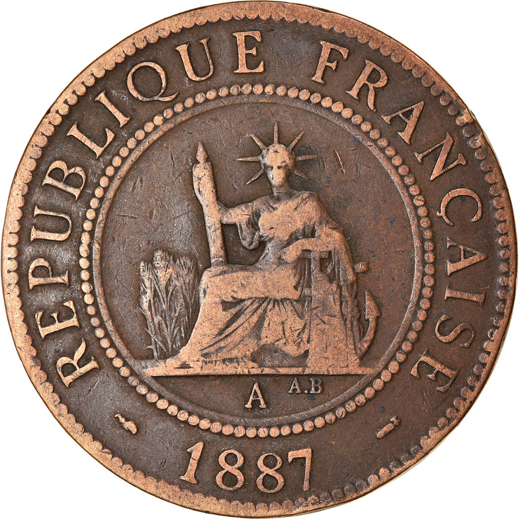 Coin, FRENCH INDO-CHINA, Cent, 1887, Paris, EF(40-45), Bronze, KM:1, Lecompte:39