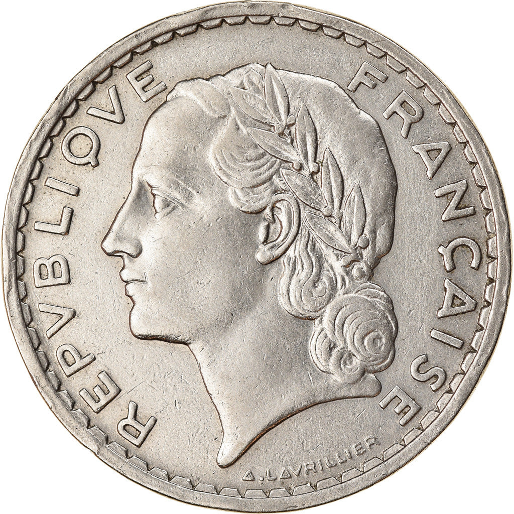 Coin, France, Lavrillier, 5 Francs, 1938, Paris, AU(50-53), Nickel, KM:888