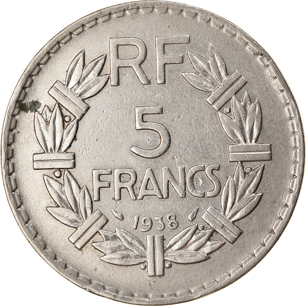 Coin, France, Lavrillier, 5 Francs, 1938, Paris, AU(50-53), Nickel, KM:888