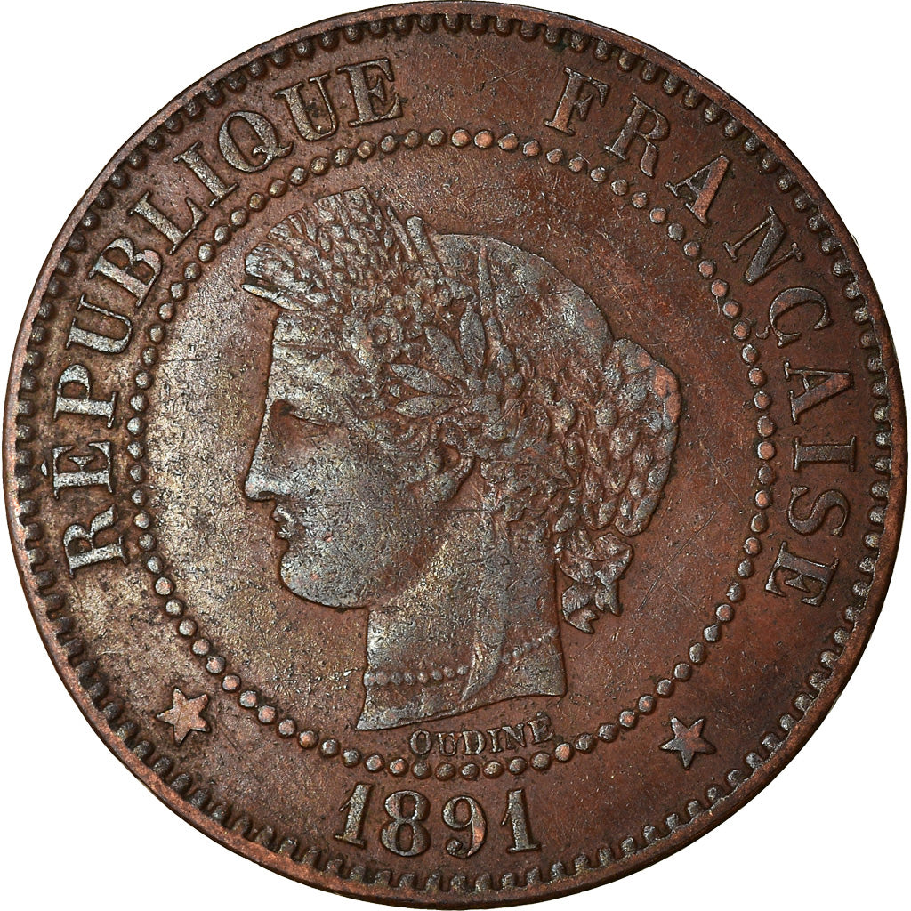 Coin, France, Cérès, 2 Centimes, 1891, Paris, EF(40-45), Bronze, KM:827.1