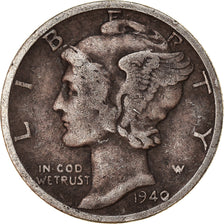 Coin, United States, Mercury Dime, Dime, 1940, U.S. Mint, Denver, VF(20-25)