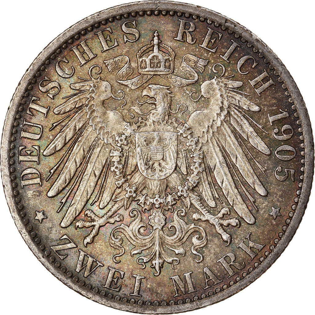 Moneta, Stati tedeschi, PRUSSIA, Wilhelm II, 2 Mark, 1905, Berlin, BB+, Argento
