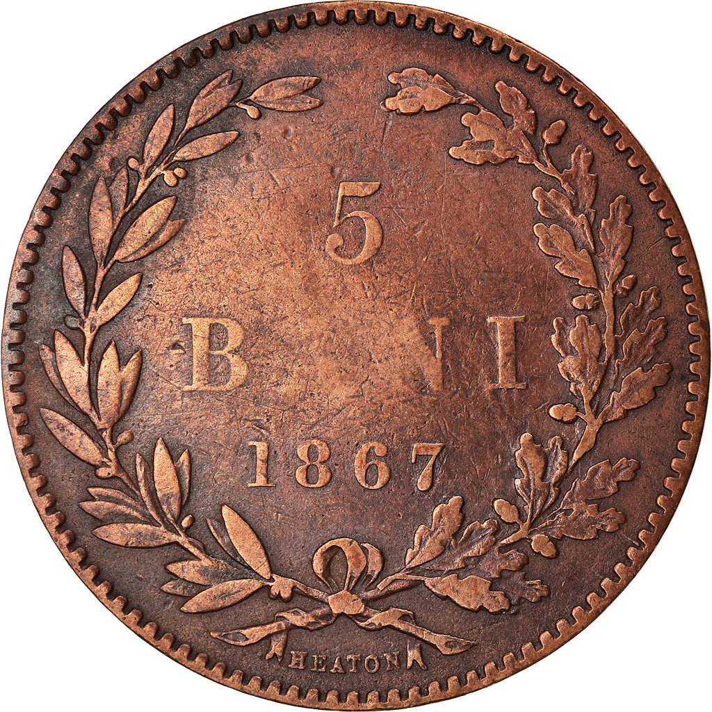 Coin, Romania, Carol I, 5 Bani, 1867, VF(20-25), Copper, KM:3.1