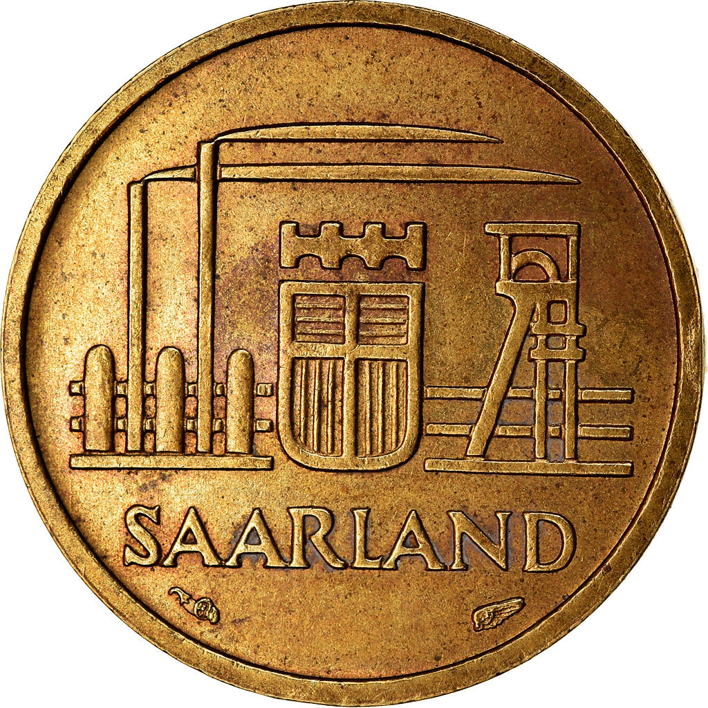 Coin, SAARLAND, 10 Franken, 1954, Paris, EF(40-45), Aluminum-Bronze, KM:1
